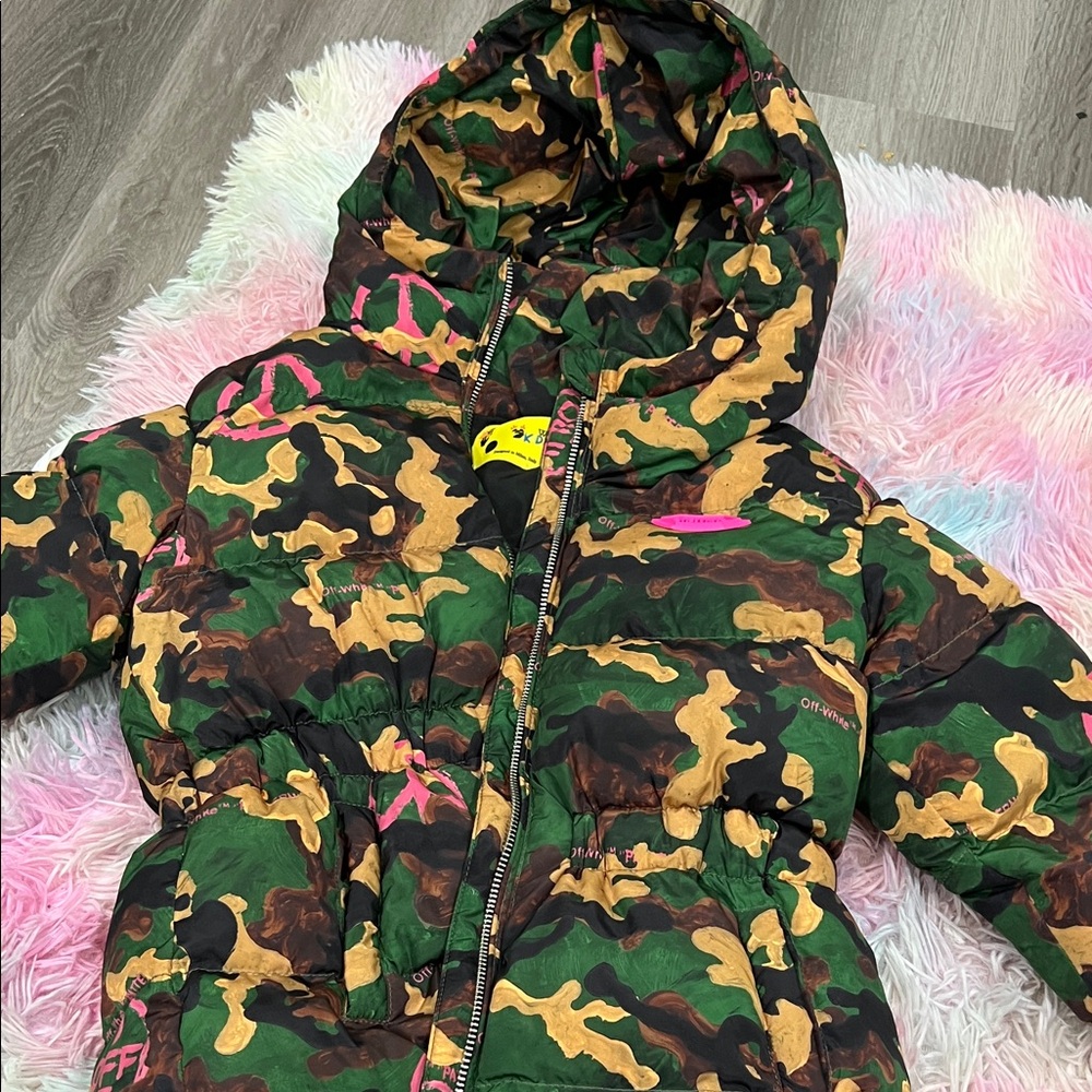 Off-White Multicolor Camouflage Puffer Jacket Excellent Condition Rarely Used